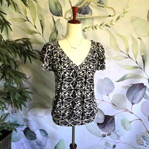 MAX EDITION | Loose Fit Stretch Blouse In Black/White sz L